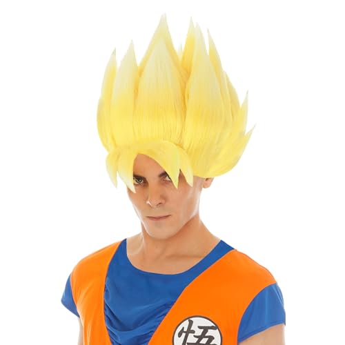 Chaks - Peluca Goku Super Saiyajin, amarilla, Dragon Ball, accesorio para disfraces,...