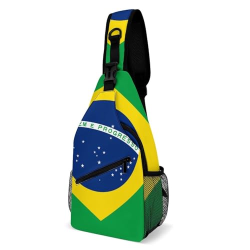 Small Cross Body Sling Bag For Women Men Mini Shoulder Bag Chest Pack For Travel Brazilian Brazil Flag