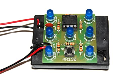 ArliKits AR190/B Elektronischer Würfel mit 7 blauen blinkenden Leuchtdioden Riesenspaß elektrischer Würfelersatz einfacher Löt-Bausatz