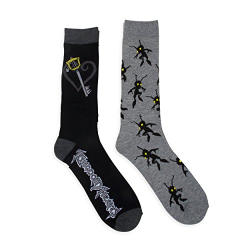 KINGDOM HEARTS mens Kingdom Hearts 2 Pack Crew Casual Sock, Grey, 13-Oct US
