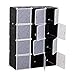 HOMCOM Kleiderschrank DIY Garderobe Regalsystem Steckregal Würfel Garderobenschrank mit Kleiderstange 2 + 6 Fächer aus PP Schwarz + Weiß 111 x 47 x 145 cm