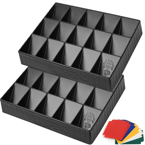 Storage Standard 2 Pack Card Sorting Tray - Stackable Trading Cards Organizer 15-Compartment Playing Organizing Tool - Sorter for Raw Sleeved and Toploaders Includes Label Dividers