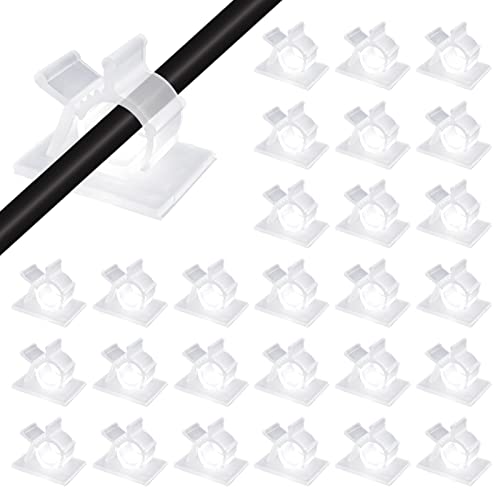 Viaky Self Adhesive Cable Clips, Wire Organize Cables Wire Management Clamps Outdoors Tie Holder for Computer, Electrical, Charging or Mouse Cord Car, Office and Home (Translucent, 30pcs)