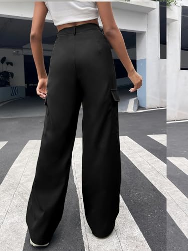 Image of GRECIILOOKS Cargo Pants For Woman | Trousers For Womans |High Waist Trouser for Women - Flared Parachute Pants with Side Pockets |Womens Cargo Pant | Elegant for College & Events (Available in Plus Size)