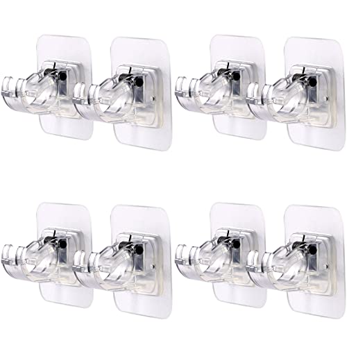 Gardinenstangenhalter Gardinenstangenhalterung Gardinenstangenclip Gardinenstangenhalter aus Kunststoff Selbstklebende Gardinenstangenhalterung für Küche, Bad und Schlafzimmer 8 Stück (Transparent) Cover
