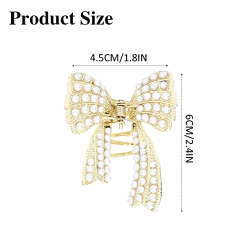 Brinie Pearl Hair Claw Clamps Gold Metal Hair Claw Clips Bowknot Hair Styling Clips Non Slip Jaw Hair Clamps Hair Accessories For Women And Girls (Pack Of 2) #TOP4