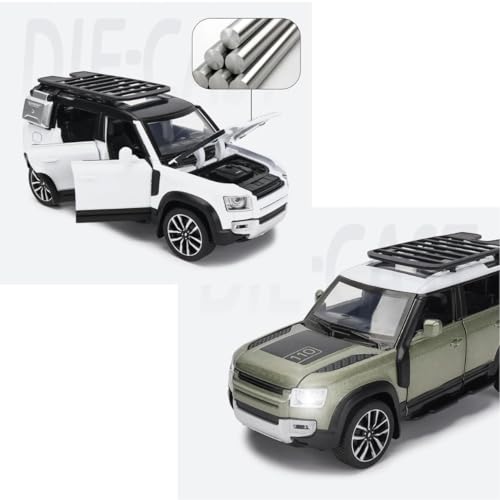 Image of WORSHIPER 1:32 Scale Defender of Land Rovero Diecast Model Car � Pull Back SUV Toy with Openable Doors, Lights & Sound � Autobahn Polizei Series (Multicolour)