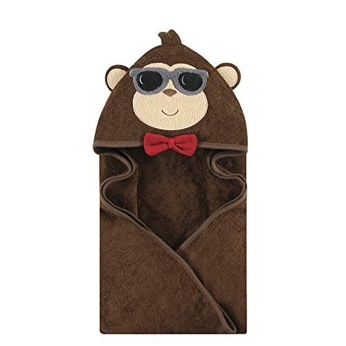 Image of Hudson Baby Unisex Baby Cotton Animal Face Hooded Towel, Dapper Monkey, One Size
