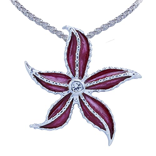 NAUTORA Starfish Necklace - Sterling Silver and Vitreous Enamel with Chain