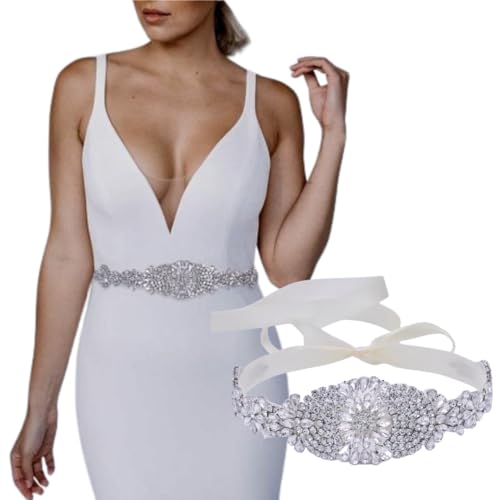 Silver Belt For Formal Dress Bridal Belt Wedding Dress Ribbon Belt Sparkly Belt