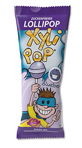 miradent XyliPOP® Blaubeere Bonboniere 25x 6g einzeln verpackt | zuckerfreier Lollipop mit Xylit gesüßt | zahnmineralisierend | fruchtiger Geschmack | vegan