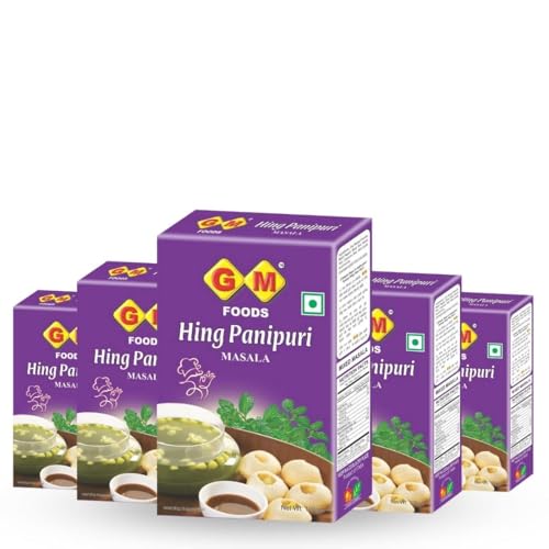 GM Foods Hing Pani Puri Masala Powder 100 Gram (Pack Of 5) | Authentic Instant Mix of Natural Indian Spices | Tangy & Flavorful Golgappa Masala | No MSG, Artificial Additives & Preservatives