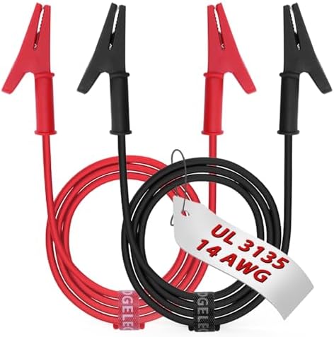 14 Gauge 2pcs/3.3Ft Alligator Clips Electrical with Wires UL3135, Heavy Duty Silicone Test Leads Set Jumper Wires Kit for Testing - EDGELEC