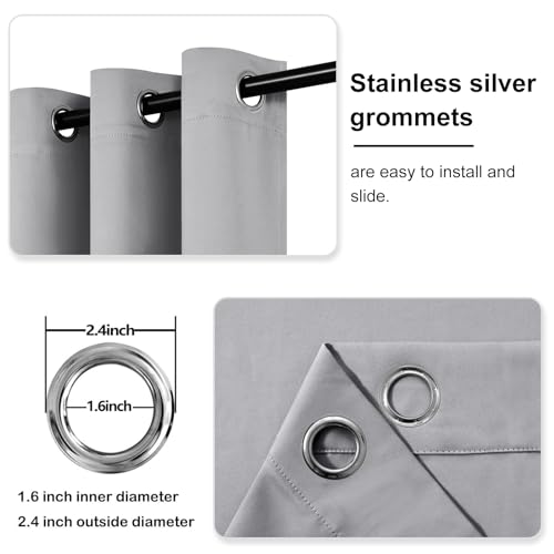 Image of DWCN Blackout Curtains for Bedroom Living Room W42 x L45 Inch Silver Grey