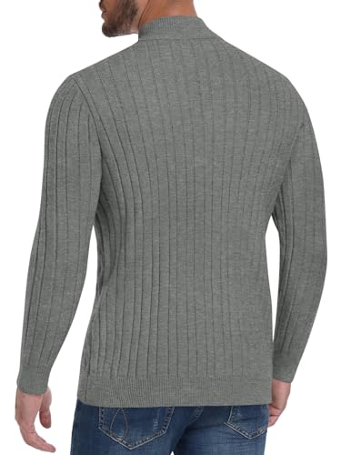 Men's Quarter Zip Sweater Slim Fit Thick Mock Neck Pullover Casual Polo Sweaters4
