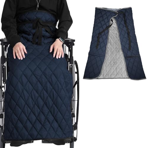 Hengrongshen Rollstuhl Fußsack, Verdickter Plüsch Fußsack für Rollstuhl Winterwinddicht, Einstellbarer Taillenumfang Fußsack Erwachsene, Rollstuhl Zubehör Universeller Rollstuhl (Blau)