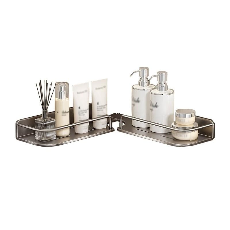 TBLOTYD Bathroom Shelves Wall Mounted Bathroom Storage Shelf 270 Adjustable Corner Shower Caddy No Drilling Modern Carbon Steel