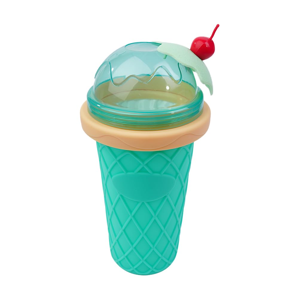 Sarini Slush-Becher 2-teiliges Set – Quetschbecher aus Silikon für Slushies, Smoothies, gefrorene Leckereien – DIY-Slushy-Maker mit Strohhalmlöffel – Ideal für Sommerspaß, Kneten und Eiswürfelbereiten