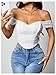 SHENHE Women's Off Shoulder Mesh Corset Bustier Short Sleeve Ruched Zip Back Sexy Crop Top White Petite-L