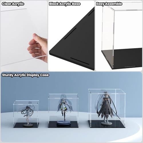Image of Clear Acrylic Display Case 10x8x9 Inch - Dustproof Protection Box for Collectibles, Action Figures, Dolls, Model Cars & Memorabilia - Sturdy Assemble Display Cube