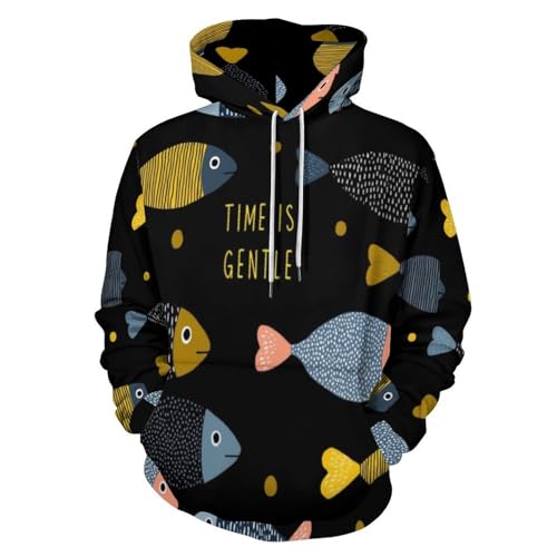 Sweat à capuche homme oversize imprimé lettres amusantes chic noir