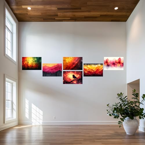 Image of SiddArtify Abstract Nature Wall Art Prints Set - Modern Landscape Poster Decor for Living Room Bedroom Office - 8x12 Sticker Pack of 6