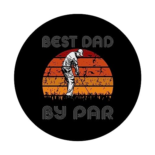 Retro Best Dad By Par Shirt As Golf Best Dad By Par Gifts PopSockets Adhesive PopGrip, Black - Image 3