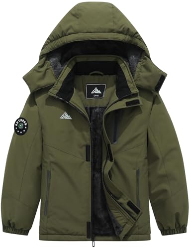 QUCOOM Boys Waterproof Ski Jacket Kids Winter Coat| Windproof Snow Coat With Thickened Fleece Lining Hood Outerwear