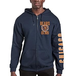 Junk Food Clothing x NFL – Chicago Bears – MVP Zip Hoodie – Unisex Adult Full Zip Hooded Sweatshirt for Men and Women – Size Large