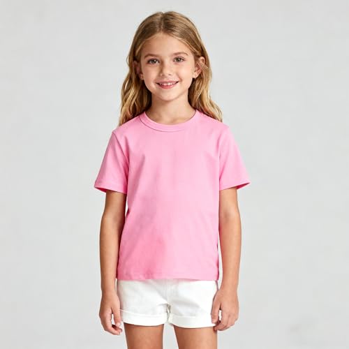 Image of Kids T Shirt Short Sleeve Crewneck Tee for Toddler Boys and Girls Cotton Basic Summer Top 2-6 Years