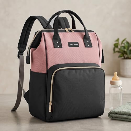 Image of MAMMA Diaper Bag for Mothers for Travel, Baby Bag for Mother Travel, Hospital Bag for Delivery Women, Baby Diaper Bag for Mom, 12 Pockets Diaper Bags for Mothers with 9 Months Warranty
