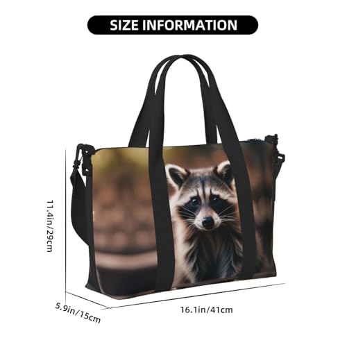 Travel Duffle Bag Weekender Bag Carry On Tote Bag Sport Gym Bag for Women Men cute raccoon (1) Print4