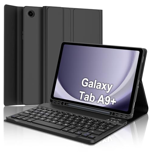 IVEOPPE Teclado Samsung Galaxy Tab A9 Plus 11 Pulgadas 2023, Funda Teclado Español Ñ Bluetooth Desmontable para Samsung Galaxy A9+ (SM-X210/X216/X218), Negro