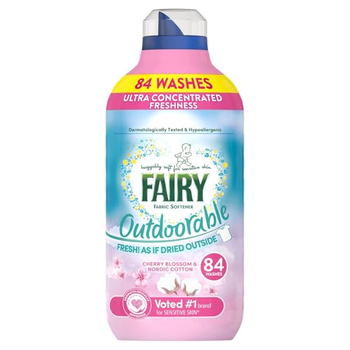 Fairy Outdoorable Fabric Conditioner, Cherry Blossom and Nordic Cotton, 84 Washes, Ultra Concentrated Formula For Sensitive Skin, Dermatologically Tested