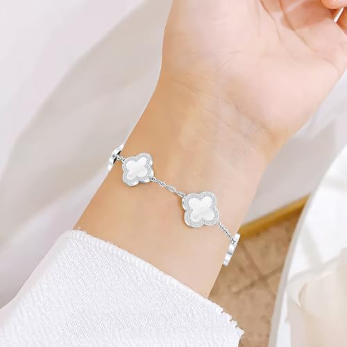 SHINYY Four Leaf Clover Bracelet for Women | 18K Gold Plated Cubic Zirconia Link Bracelet | 4 Leaf Lucky Jewelry Gift for Her2
