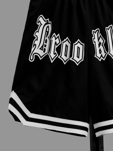 OYOANGLE Boy's Letter Print Striped Elastic Waist Shorts Athletic Track Shorts with Pocket4