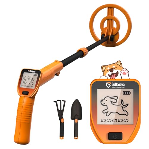 GoGonova Metal Detector, Adjustable 27.5” - 37.8” Metal Detector for Kids with LED Display, Lightweight Kids Metal Detector Kit with 6.8” Waterproof Search Coil, Gift for Boys & Girls, Orange