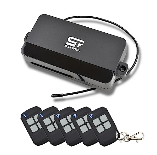 SCHARTEC® Lot de 5 récepteurs radio universels pour motorisation de porte de garage - 433 MHz - Avec 5 émetteurs manuels - Pour entraînement de portail,...