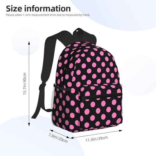 Pink Polka Dot Black Travel Laptop Backpack For Men Women-Lightweight Carry On Backpack,Hiking Backpack, Water Resistant Beach Backpack With Laptop Compartment2