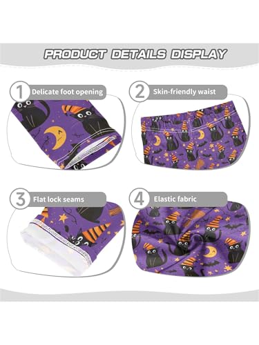 Girls Leggings Purple Halloween Cat Bat Toddler Girls Clothes Toddler Comfortable Bottoms Girl Leggings 3-4T3