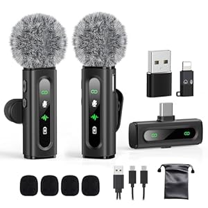 USB C Lavalier Microphone Wireless Mini Mic for Type-C Android Phone/Tablet/PC Video Recording Clip-on Mics with Rotatable Clip&Denoise Recording, Ideal for Vlog Tiktok Youtube Podcast Content Creator