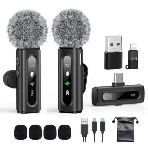 USB C Lavalier Microphone Wireless Mini Mic for Type-C Android Phone/Tablet/PC Video Recording Clip-on Mics with Rotatable Clip&Denoise Recording, Ideal for Vlog Tiktok Youtube Podcast Content Creator