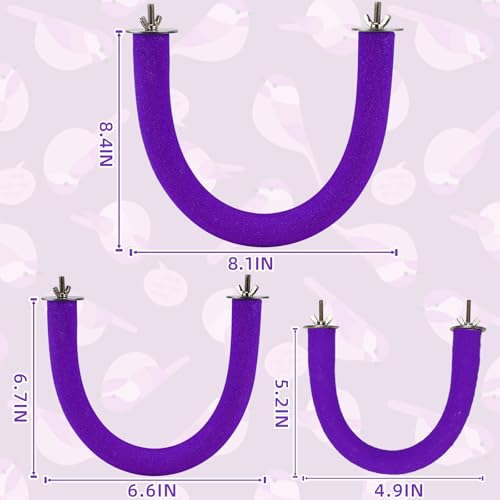 Image of Rypet U Shape Parrot Perch Stand Toy for Paw Grinding Clean Stick Exercise, Rough-Surfaced Quartz Bird Perch Standing Cage Accessories for for Small Parakeets Cockatiels Conures Macaws (Purple XL)