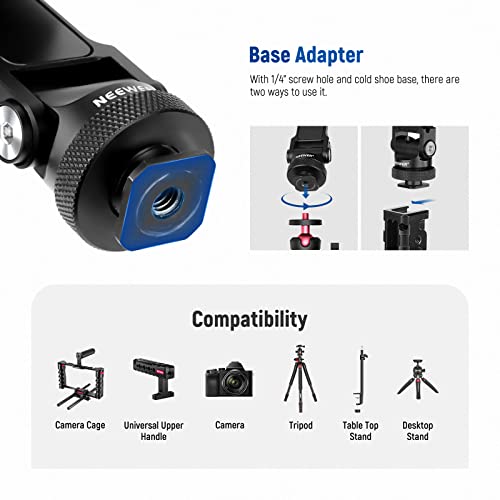 Neewer Metal Cell Phone Tripod Mount Adapter With 4 Cold Shoes & Three 1/4" Screw Holes, 360° Horizontally Rotatable, 180° Tiltable Phone Holder Compatible With Iphone Samsung For Vlogging Streaming #TOP3