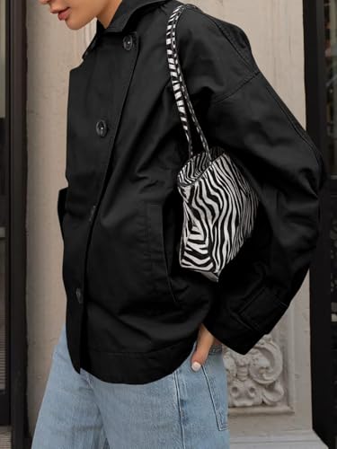 Tankaneo Womens Trench Coat Single Breasted Lapel Casual Oversized Coats Short Jacket Fall Outerwear