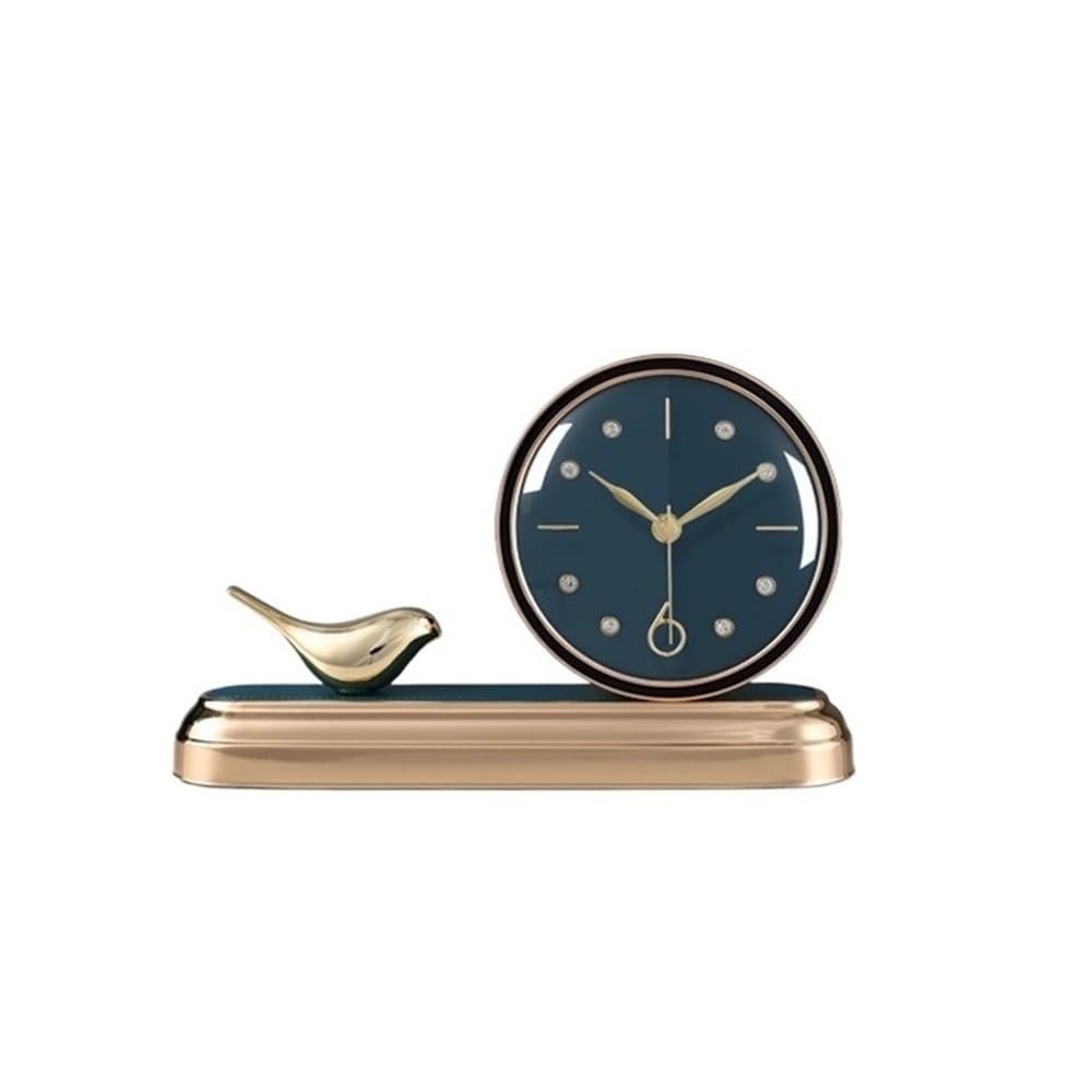 shangguanyun456 Vintage table clock Gilded Bird Decorative Table Clock Modern Desktop Mute Clocks for Living Room, Bedroom, Shelf Decoration(Green)
