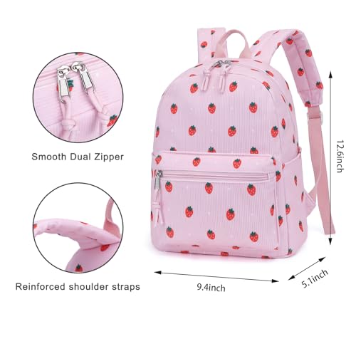 Image of Corduroy Womens Mini Backpack Girls Small Backpack Purse Fashion Casual Daypack School Bookbag (Strawberry Pink)