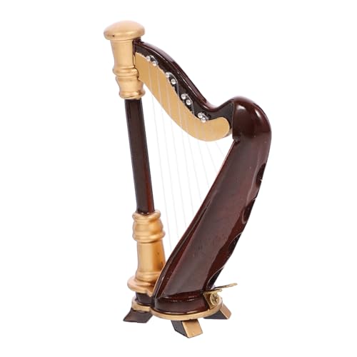 Harpe miniature bois instrument décoration maison bureau avec boîte