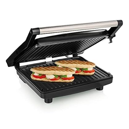 Tristar Kontaktgrill GR-2858 – Einstellbarer Thermostat – Extra große Backfläche 30 x 26 cm – 2000 W – Antihaftbeschichtung