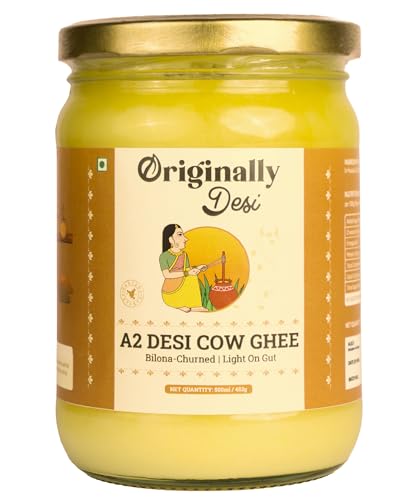 Image of Originally Desi A2 Desi Cow Ghee (500 ml)| Traditional Bilona Churned | Cultured Ghee | Cow Milk Ghee | Free Grazed Desi Cows | Pure, Organic & Natural | Lab Tested